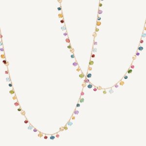 18K Yellow Gold Gemstone Necklace, 36"