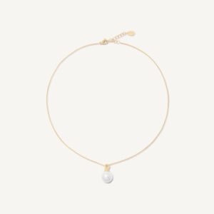 18K Yellow Gold Pearl Pendant Necklace, 15.25"-16.75"