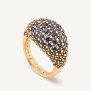 18K Yellow Gold Blue Sapphire Cocktail Ring