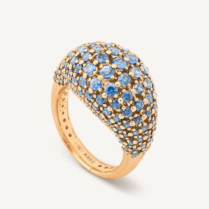 18K Yellow Gold Light Blue Sapphire Cocktail Ring