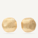 18K Yellow Gold Round Stud Earrings, 0.7"