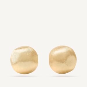 18K Yellow Gold Round Stud Earrings, 0.4"