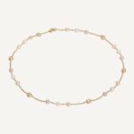 18K Yellow Gold Short Necklace with Multi-Colored Pearls, 18"