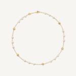 18K Yellow Gold Short Necklace with Pearls, 18"