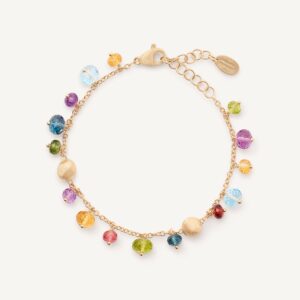 18K Yellow Gold Gemstone Bracelet, 6"-7.5"