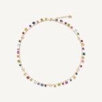 18K Yellow Gold Gemstone Necklace, 16.5"-18"