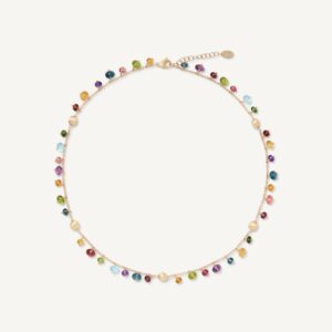 18K Yellow Gold Gemstone Necklace, 16.5"-18"
