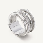 18K White Gold Seven Row Coil Ring with Diamonds