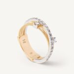 18K Yellow Gold Three Coil Row Ring with Diamonds