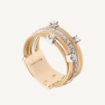 18K Yellow Gold Five Row Coil Ring with Diamonds