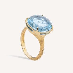 18K Yellow Gold Blue Topaz Cocktail Ring