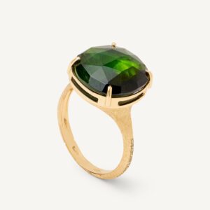 18K Yellow Gold Green Tourmaline Cocktail Ring