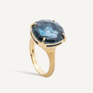 18K Yellow Gold London Blue Topaz Cocktail Ring