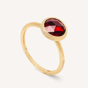 18K Yellow Gold Garnet Stackable Ring