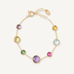18K Yellow Gold Gemstone Bracelet, 6"-7.5"