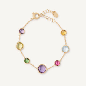 18K Yellow Gold Gemstone Bracelet, 6"-7.5"