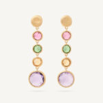 18K Yellow Gold Gemstone Earrings, 1.7"