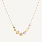 18K Yellow Gold Gemstone Halfsie Necklace, 16.5"-18"