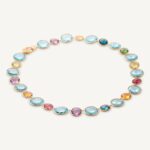 18K Yellow Gold Gemstone Necklace featuring Blue Topaz, 18"