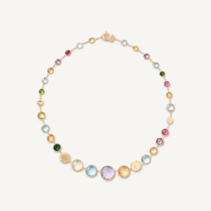 18K Yellow Gold Gemstone Graduated Necklace, 17"
