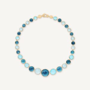 18K Yellow Gold Blue Topaz Necklace, 18"