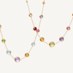 18K Yellow Gold Gemstone Graduated Necklace, 36"