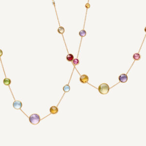 18K Yellow Gold Gemstone Graduated Necklace, 36"