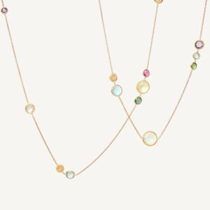 18K Yellow Gold Gemstone Necklace, 36"