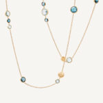 18K Yellow Gold Mixed Blue Topaz Necklace, 36"