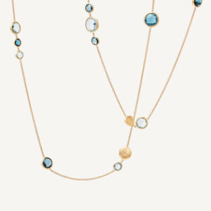 18K Yellow Gold Mixed Blue Topaz Necklace, 36"