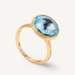 18K Yellow Gold Blue Topaz Ring