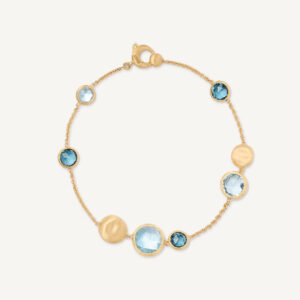 18K Yellow Gold Blue Topaz Bracelet, 7.25"