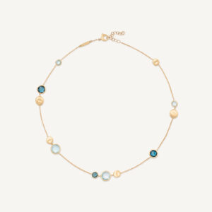 18K Yellow Gold Blue Topaz Necklace, 16.25"-17.75"