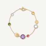 18K Yellow Gold Gemstone Bracelet, 7.25"