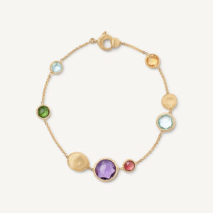 18K Yellow Gold Gemstone Bracelet, 7.25"