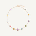 18K Yellow Gold Gemstone Necklace, 16.5"-18"