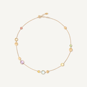 18K Yellow Gold Gemstone Necklace, 16.25"-17.75"