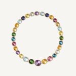 18K Yellow Gold Gemstone Necklace with Diamonds, 17.75"