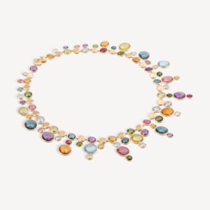 18K Yellow Gold Gemstone Statement Necklace, 17"