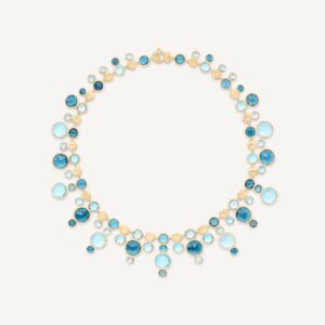 18K Yellow Gold Blue Topaz Statement Necklace, 17"