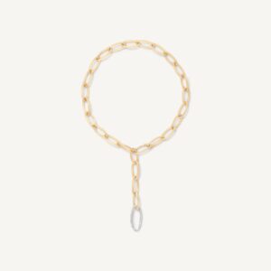 18K Yellow Gold Convertible Oval Link Lariat with Diamonds, 18"