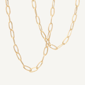 18K Yellow Gold Oval Link Necklace, 36"