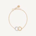 18K Yellow Gold Infinity Bracelet with Diamonds, 6"-7.5"