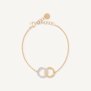 18K Yellow Gold Infinity Bracelet with Diamonds, 6"-7.5"