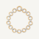 18K Yellow Gold Flat Link Bracelet with Diamonds, 7.5"