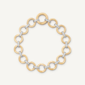 18K Yellow Gold Flat Link Bracelet with Diamonds, 7.5"