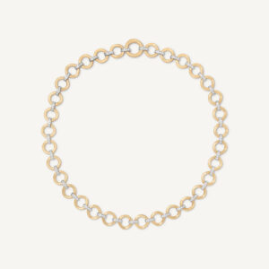 18K Yellow Gold Link Necklace with Diamonds, 17.75"