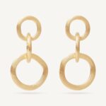 18K Yellow Gold Link Earrings, 1.6"