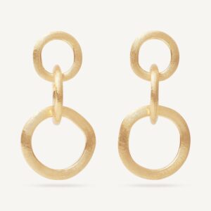 18K Yellow Gold Link Earrings, 1.6"