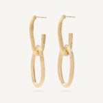 18K Yellow Gold Link Earrings, 1.8"
